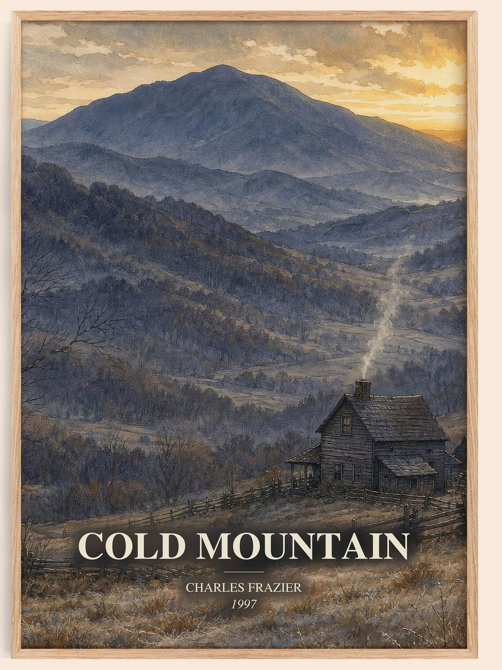 Cold Mountain watercolour book poster by Charles Frazier – framed literary art print