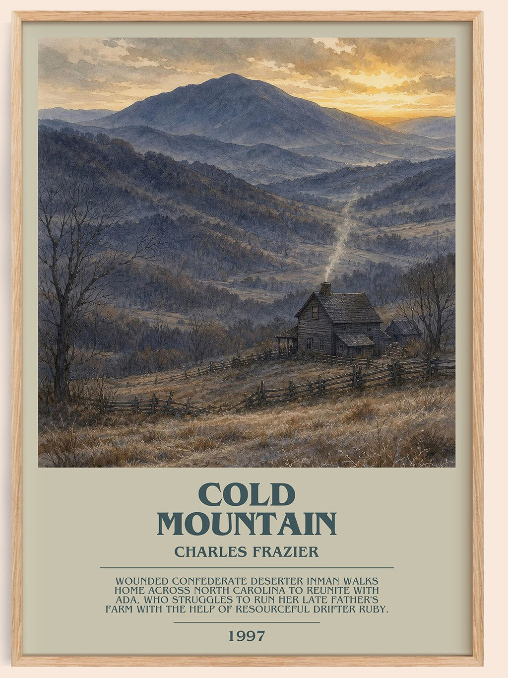 Cold Mountain Bookish Wall Art by Charles Frazier – framed poster