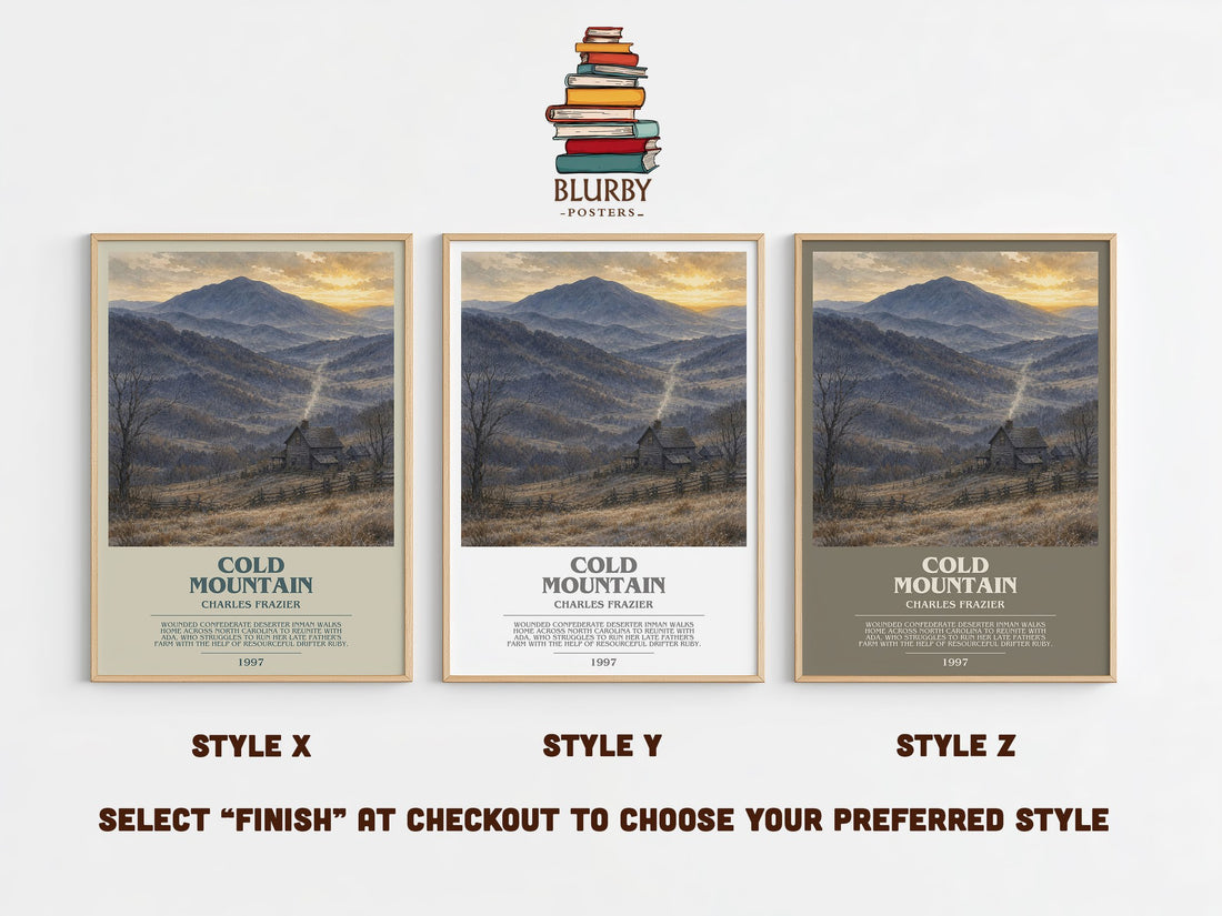 Cold Mountain Bookish Wall Art by Charles Frazier – Style X, Y and Z side by side – choose your finish