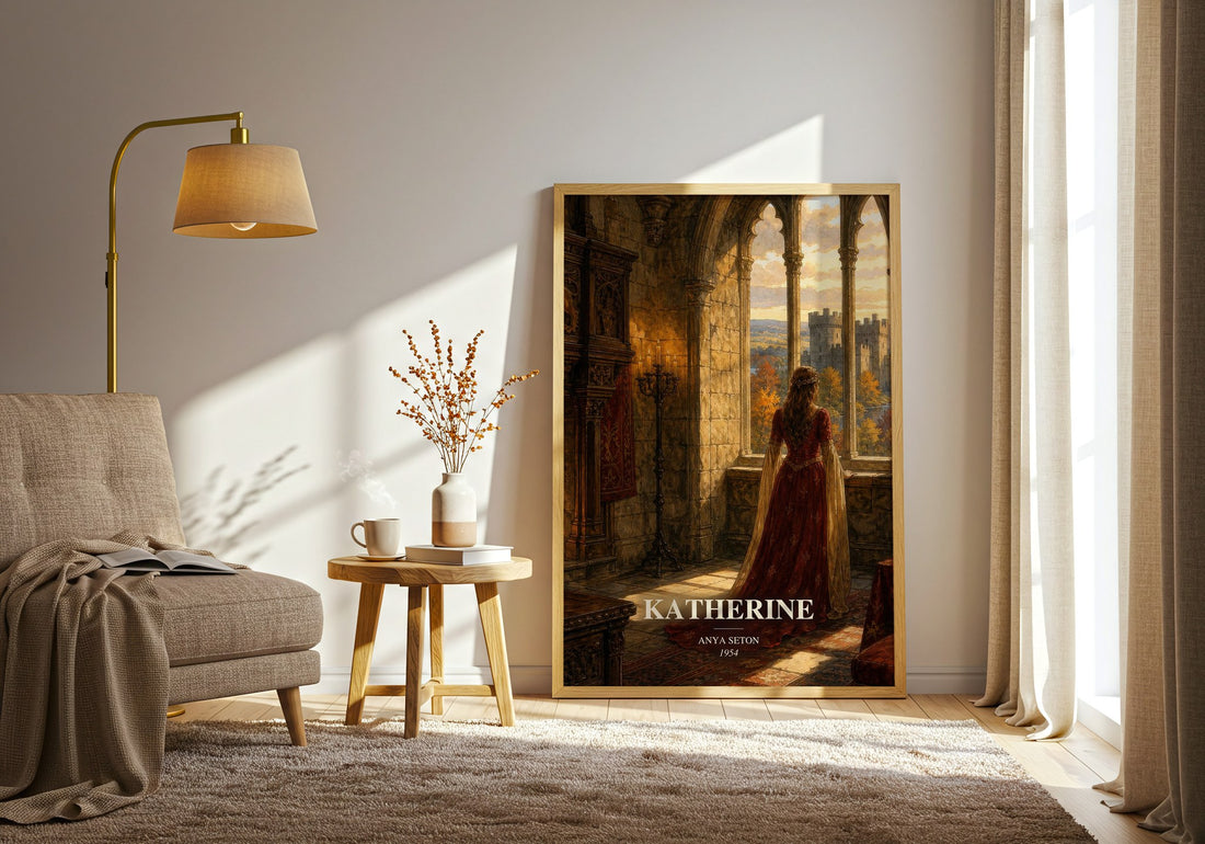 Katherine watercolour print in frame leaning in hallway – historical fiction wall art