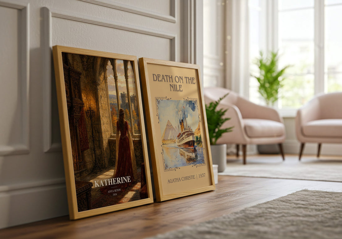 Katherine watercolour print framed by window – literary home decor