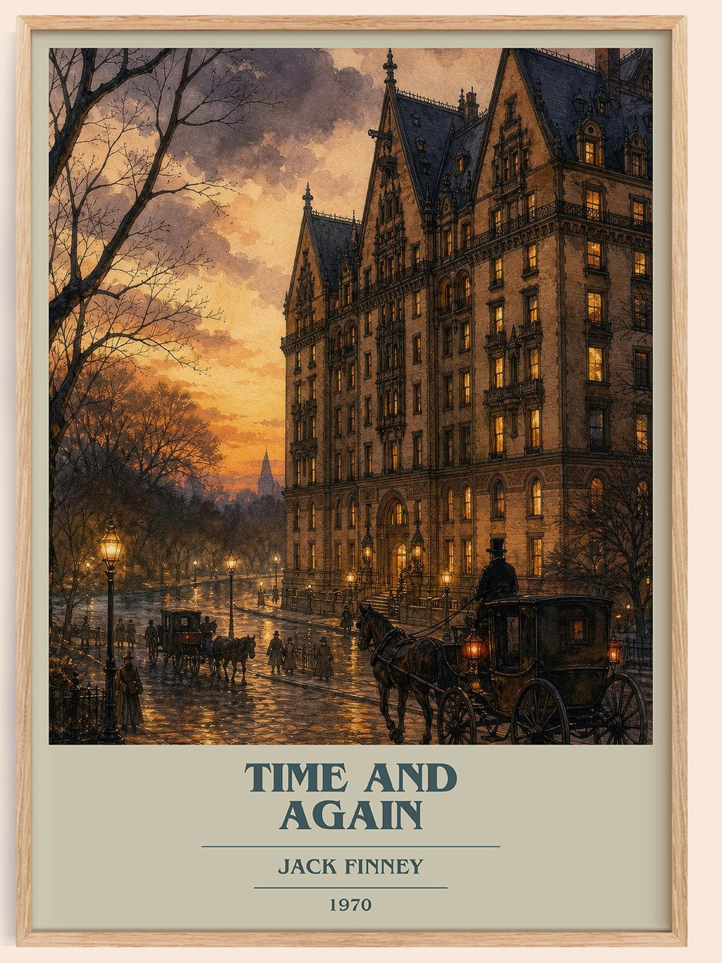 Time and Again book cover book poster by Jack Finney – framed literary art print