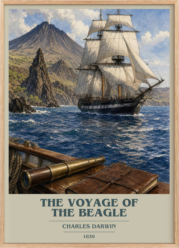 The Voyage of the Beagle Book Cover Poster by Charles Darwin