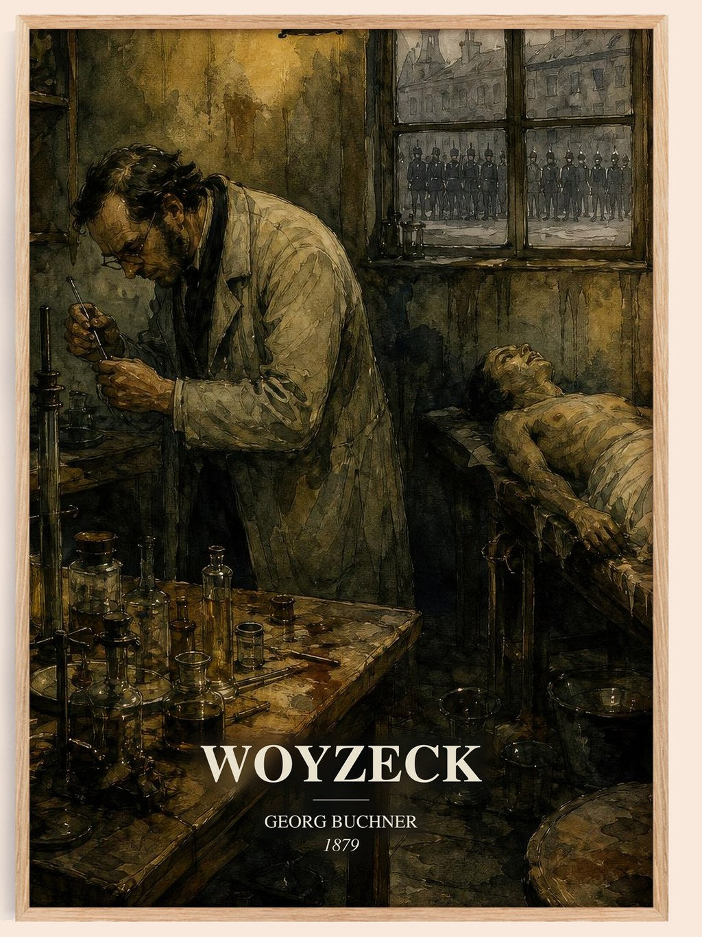 Woyzeck watercolour book poster by Georg Buchner – framed literary art print