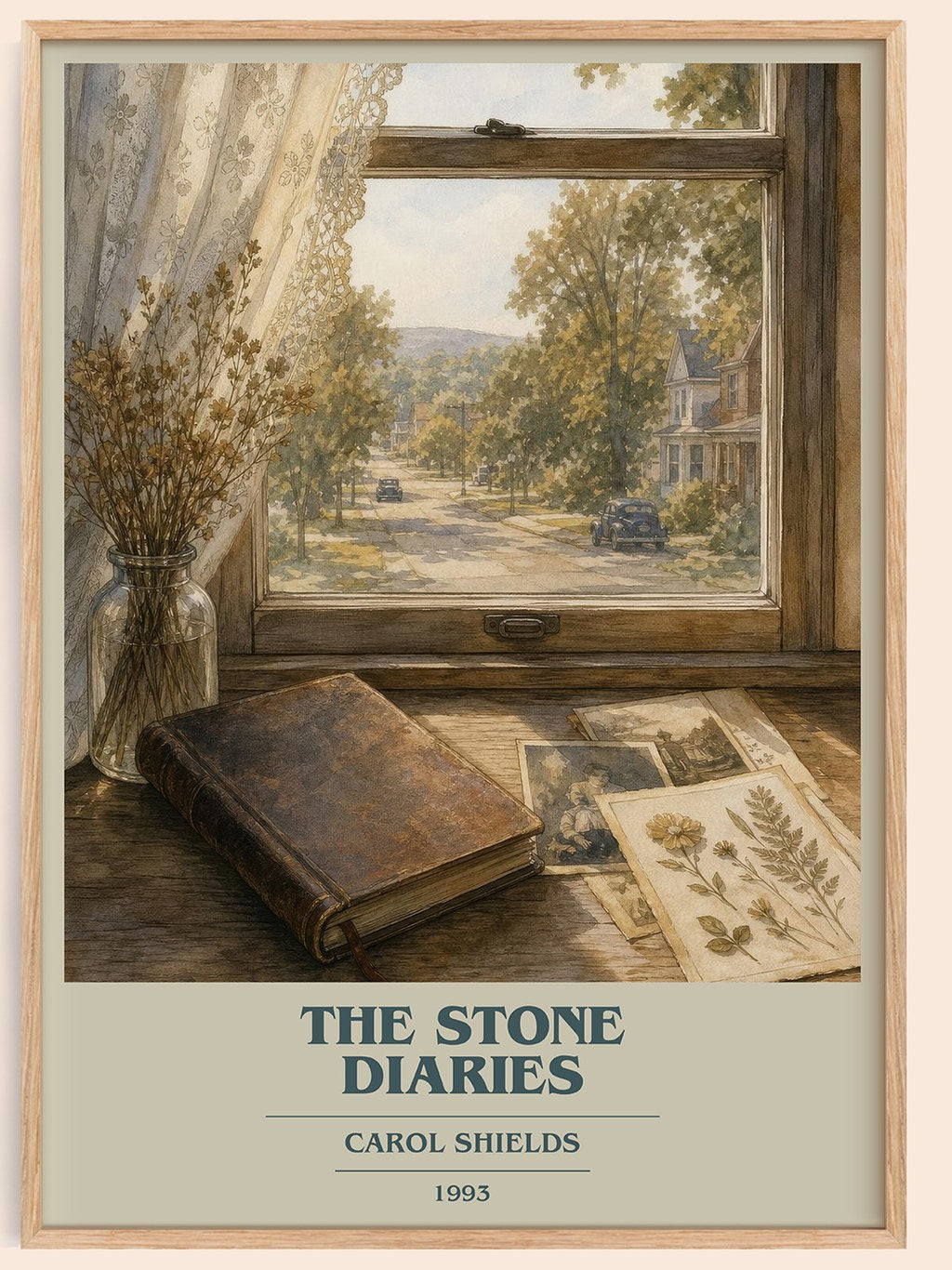The Stone Diaries book cover book poster by Carol Shields – framed literary art print
