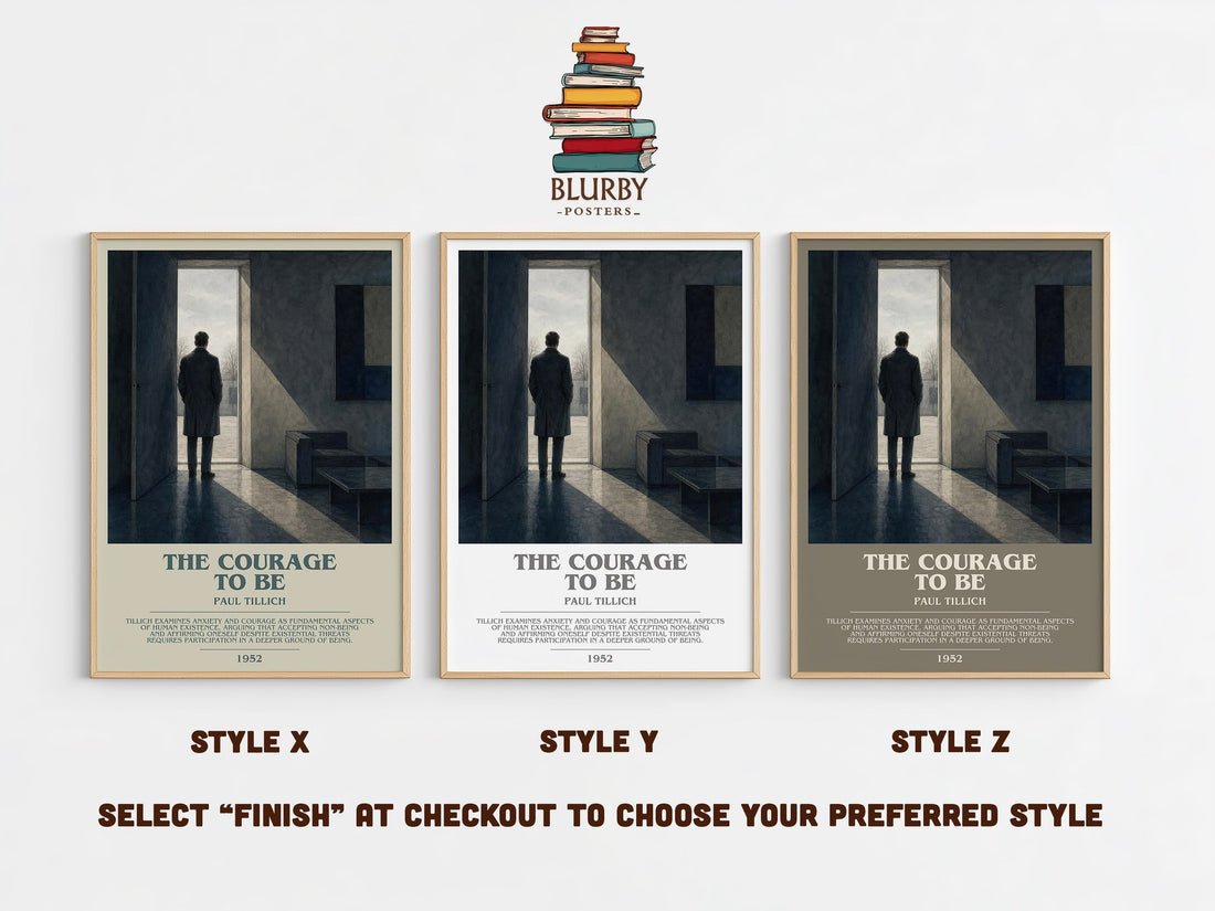 The Courage to Be Bookish Wall Art by Paul Tillich – Style X, Y and Z side by side – choose your finish