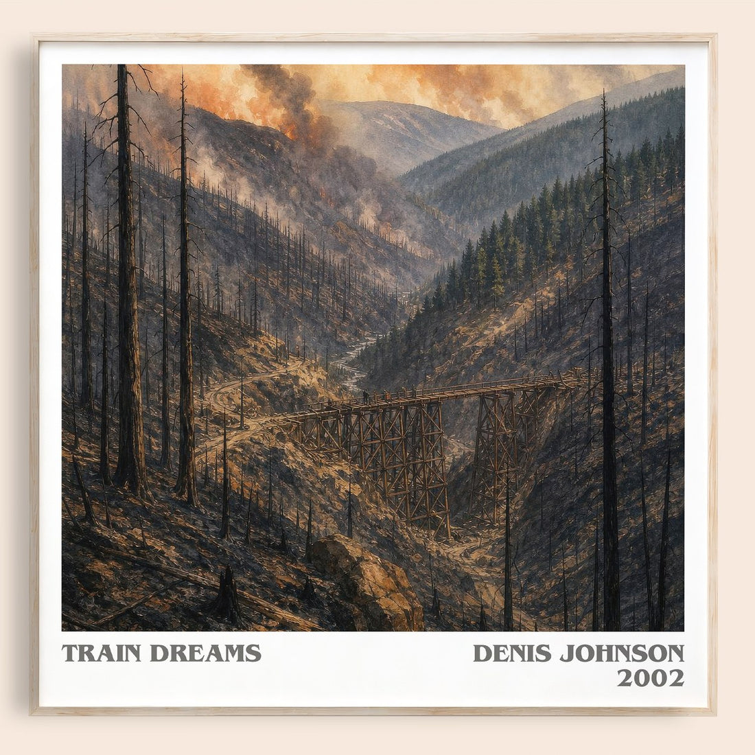 Train Dreams literary book poster by Denis Johnson – framed literary art print