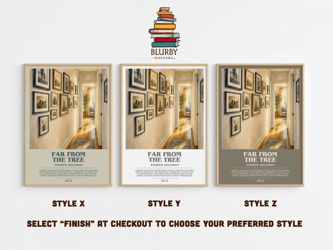 Far From the Tree Bookish Wall Art by Andrew Solomon – Style X, Y and Z side by side – choose your finish