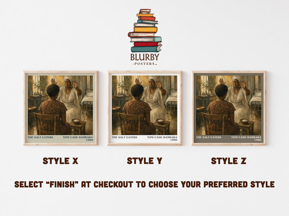 The Salt Eaters literary print in frame leaning in hallway – literary fiction wall art (mockup)