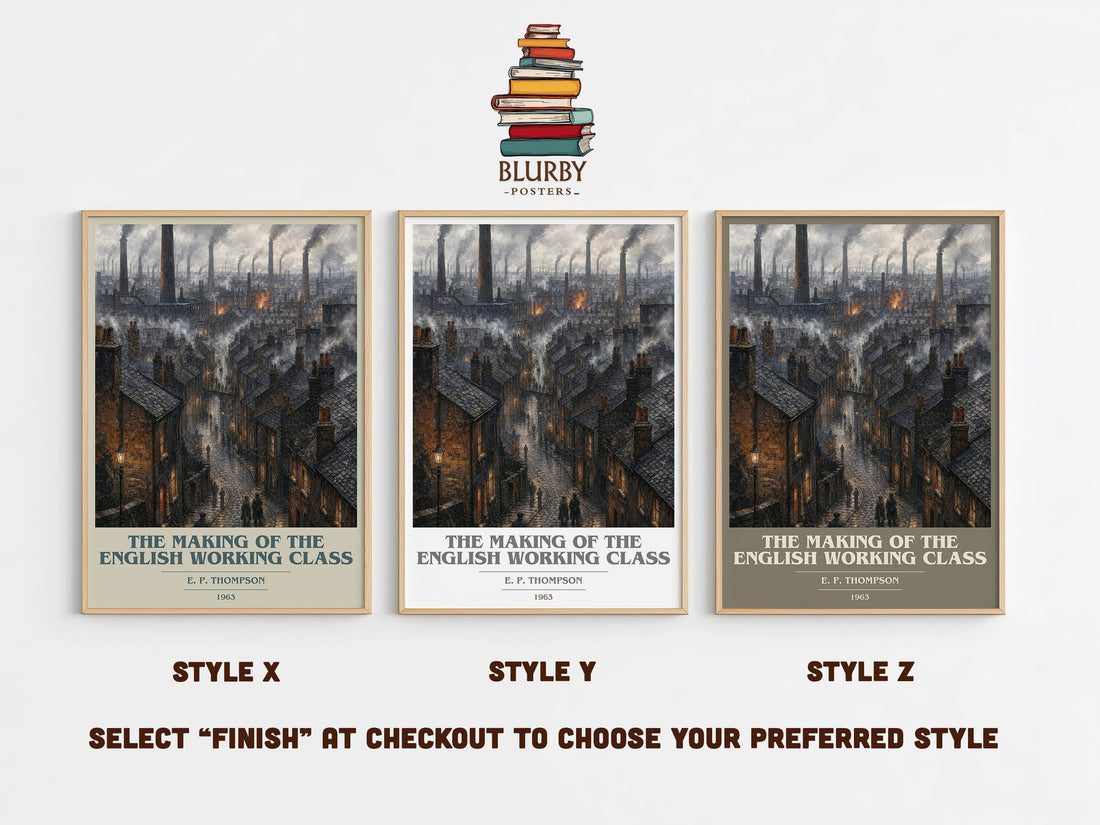 The Making of the English Working Class book cover print in frame leaning in hallway – non fiction wall art (mockup)