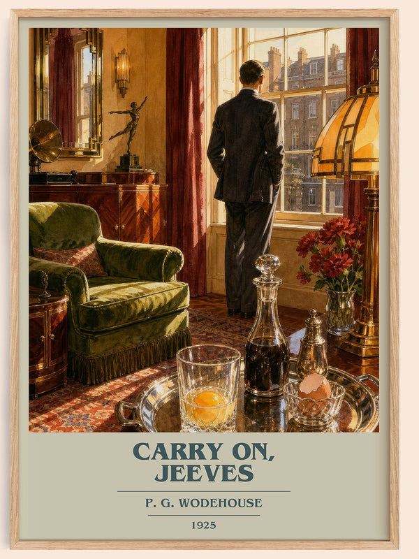 Carry On, Jeeves book cover book poster by P. G. Wodehouse – framed literary art print