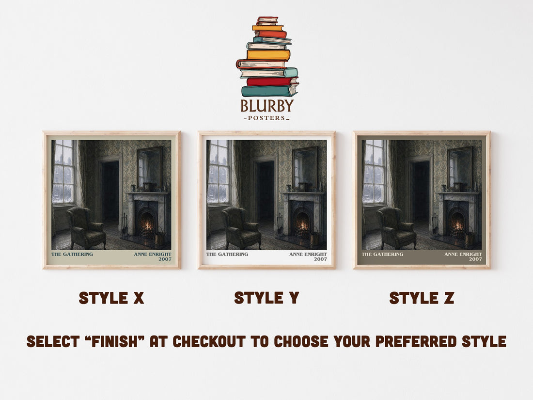The Gathering literary print in frame leaning in hallway – literary fiction wall art (mockup)