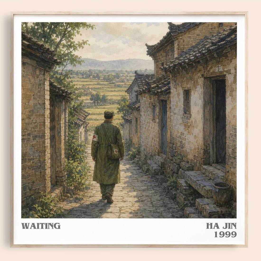 Waiting literary book poster by Ha Jin – framed literary art print