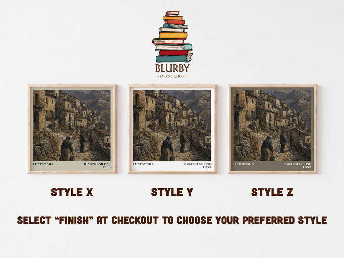 Fontamara literary print in frame leaning in hallway – literary fiction wall art (mockup)