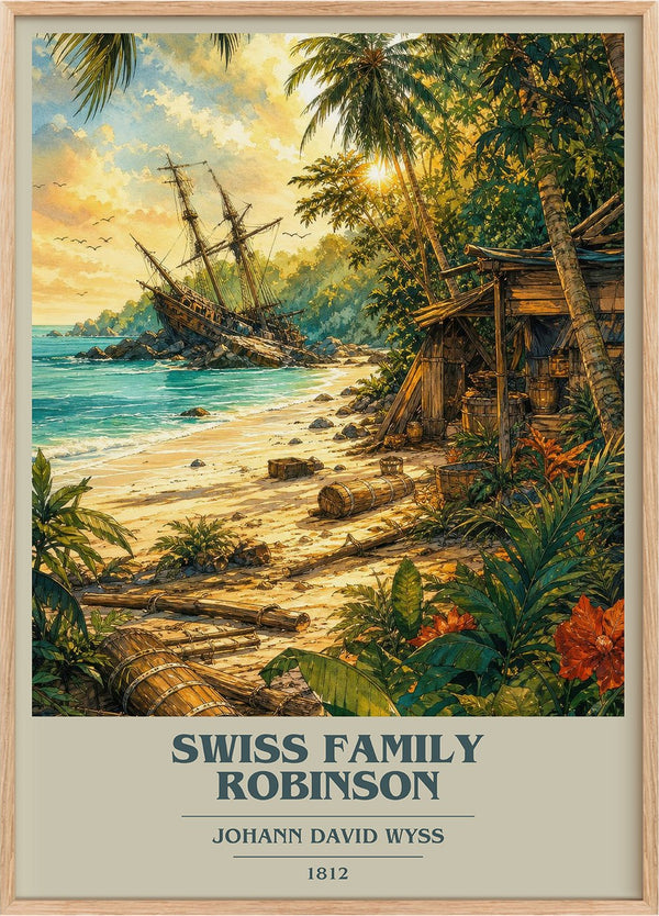Swiss Family Robinson Book Cover Poster by Johann David Wyss