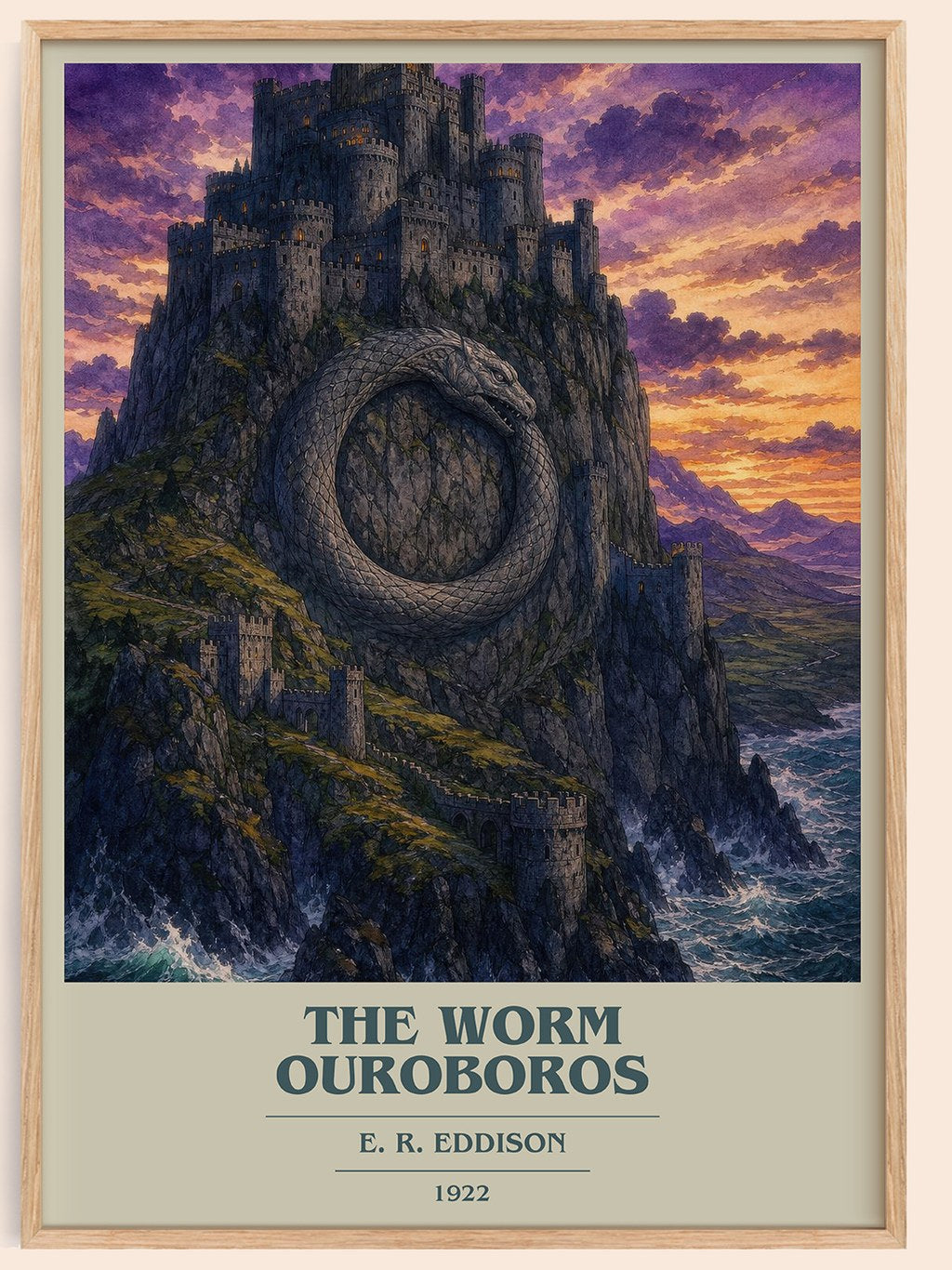 The Worm Ouroboros book cover book poster by E. R. Eddison – framed literary art print