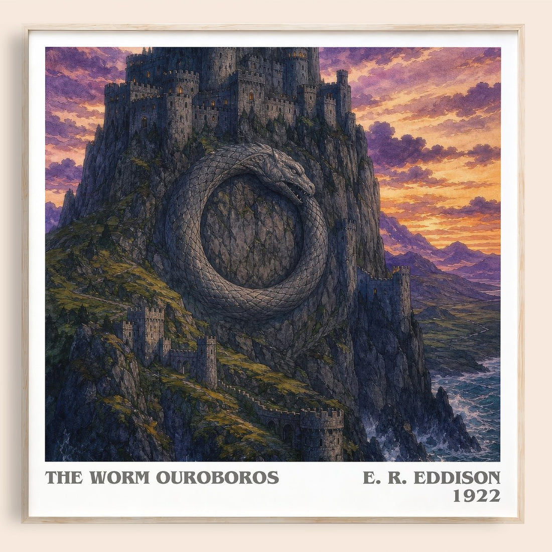 The Worm Ouroboros literary book poster by E. R. Eddison – framed literary art print