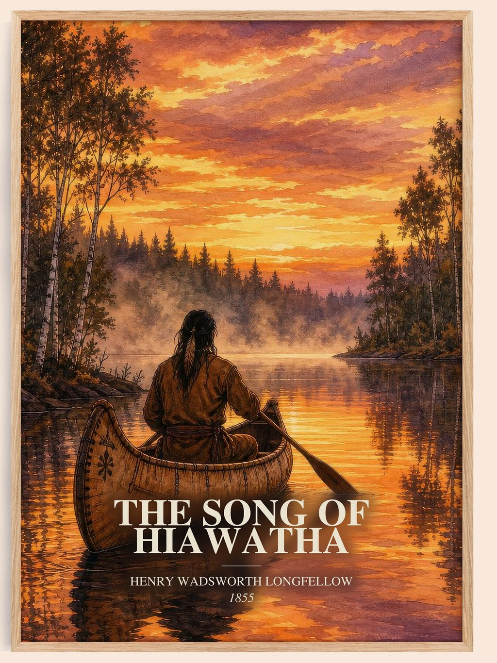 The Song of Hiawatha watercolour book poster by Henry Wadsworth Longfellow – framed literary art print