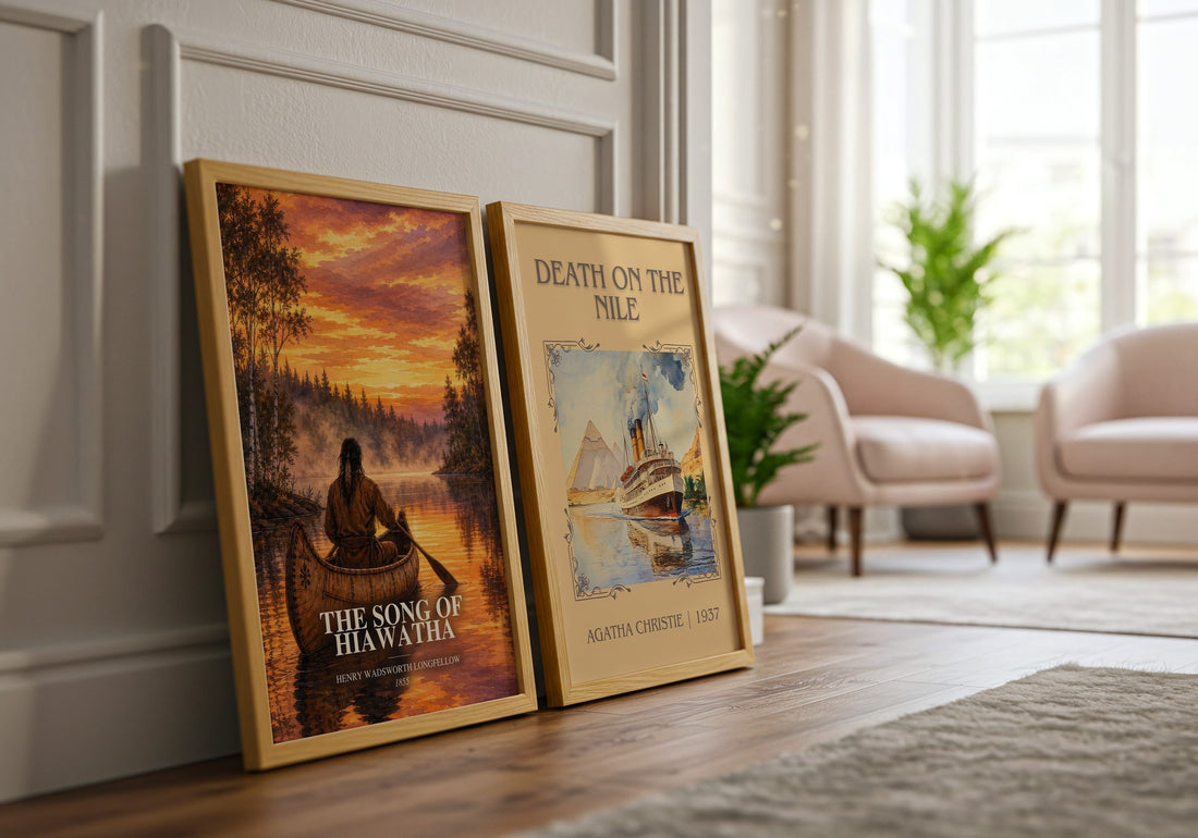 The Song of Hiawatha watercolour print framed by window – literary home decor