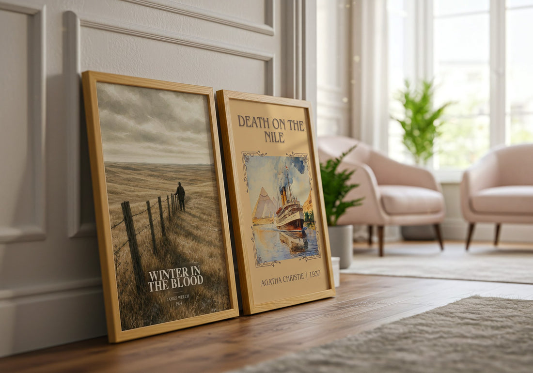 Winter In The Blood watercolour print framed by window – literary home decor