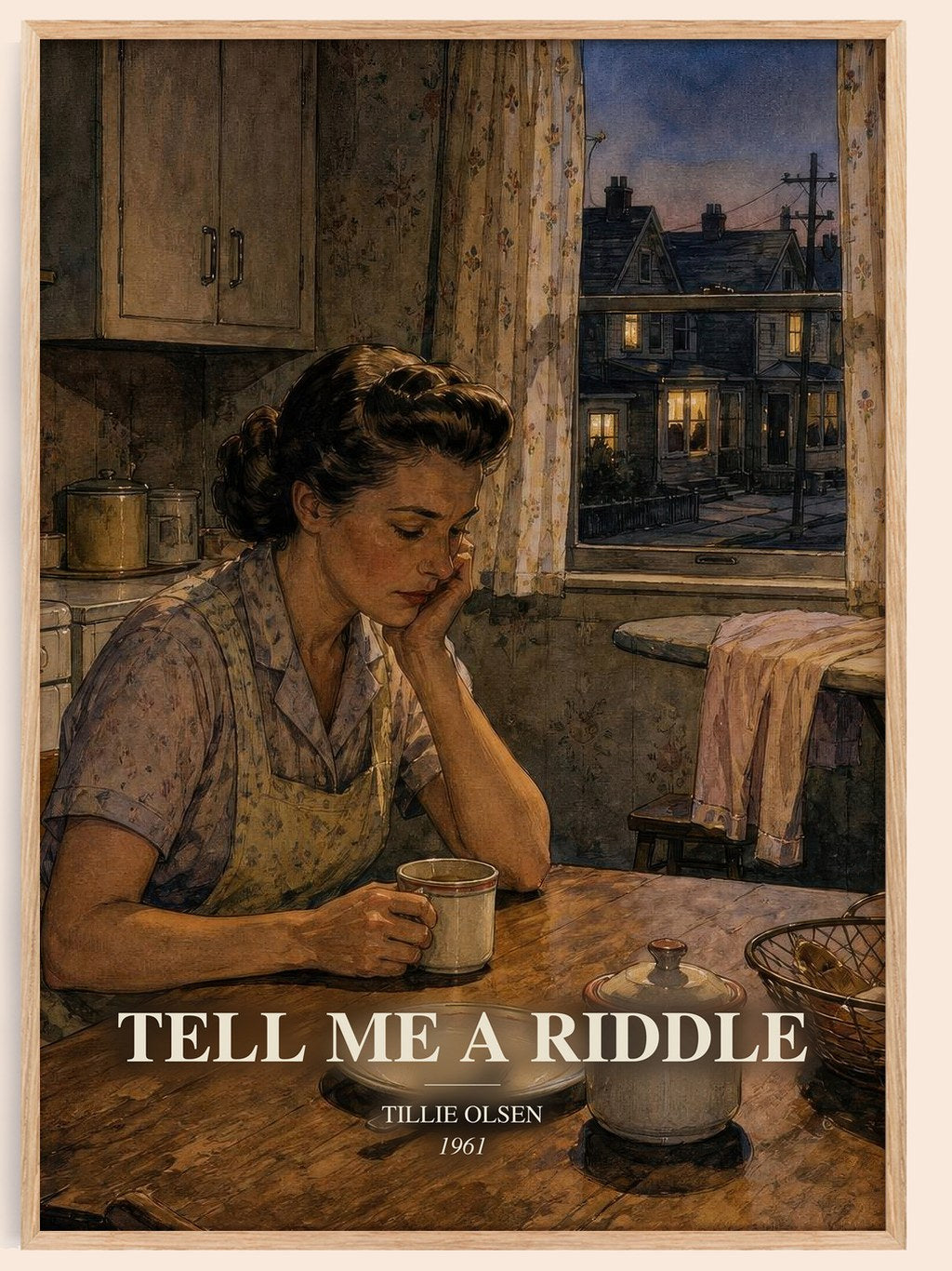 Tell Me a Riddle watercolour book poster by Tillie Olsen – framed literary art print