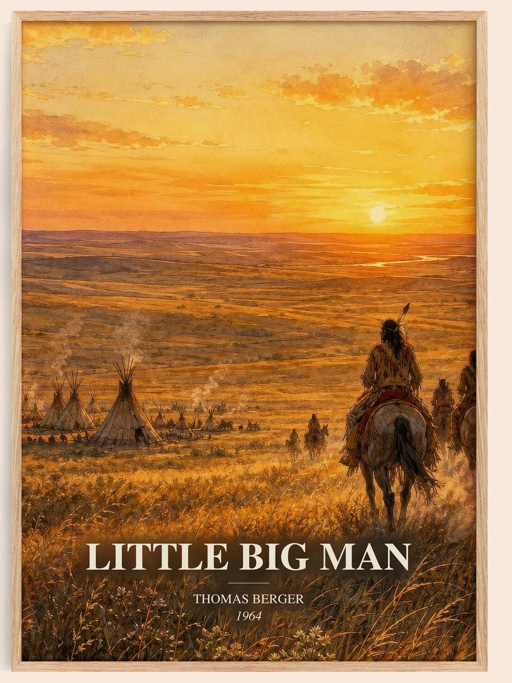 Little Big Man watercolour book poster by Thomas Berger – framed literary art print