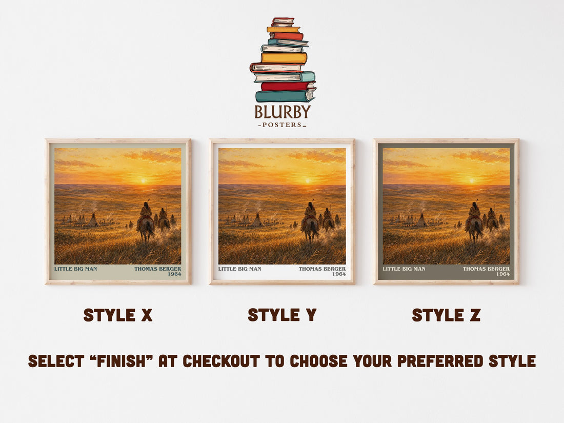 Little Big Man literary print in frame leaning in hallway – historical fiction wall art (mockup)