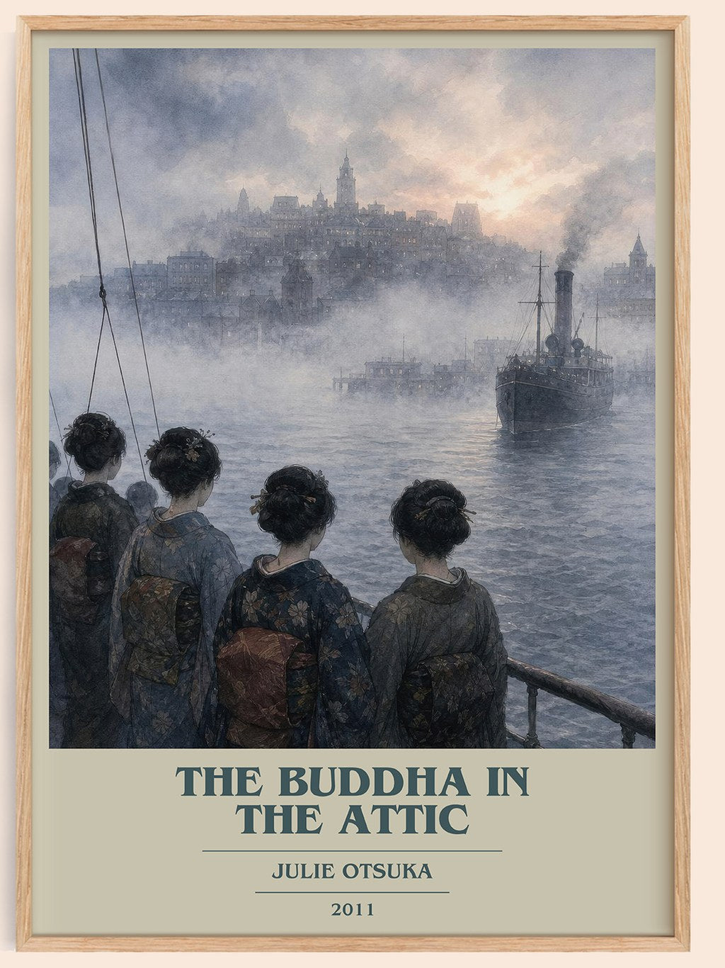 The Buddha in the Attic book cover book poster by Julie Otsuka – framed literary art print