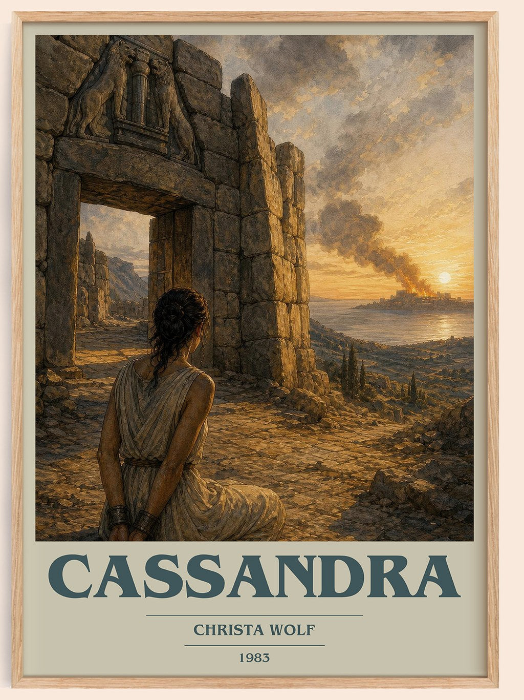 Cassandra book cover book poster by Christa Wolf – framed literary art print