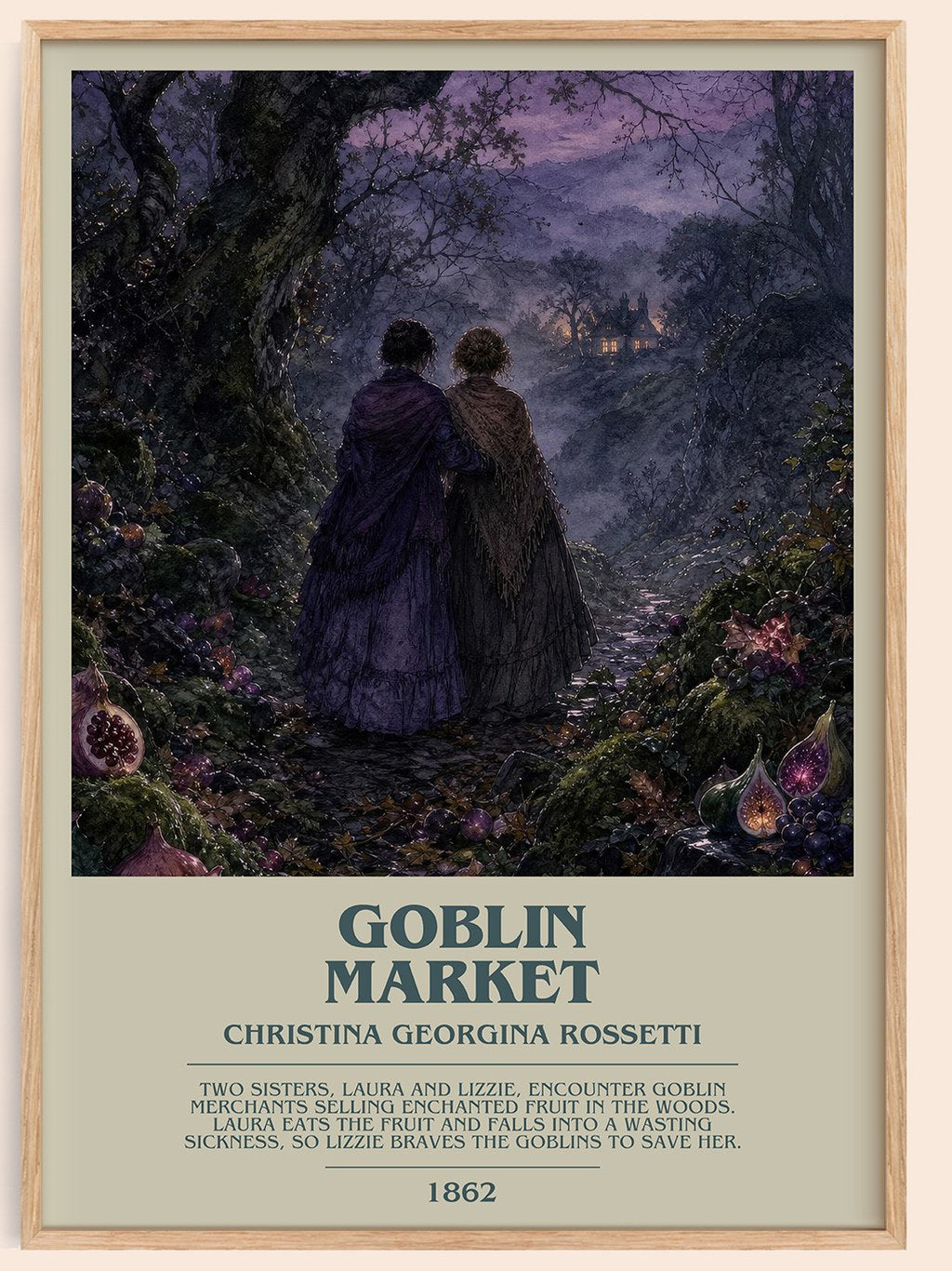 Goblin Market Bookish Wall Art by Christina Georgina Rossetti – framed poster