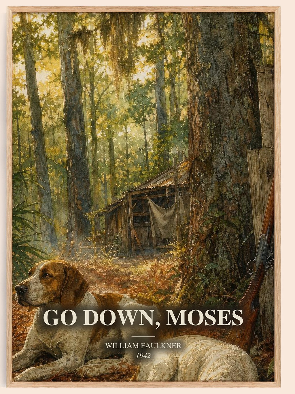 Go Down, Moses watercolour book poster by William Faulkner – framed literary art print