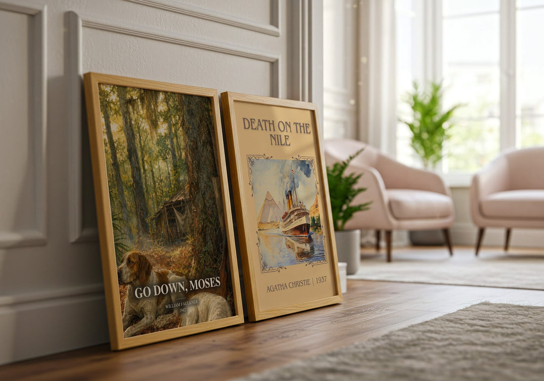 Go Down, Moses watercolour print framed by window – literary home decor