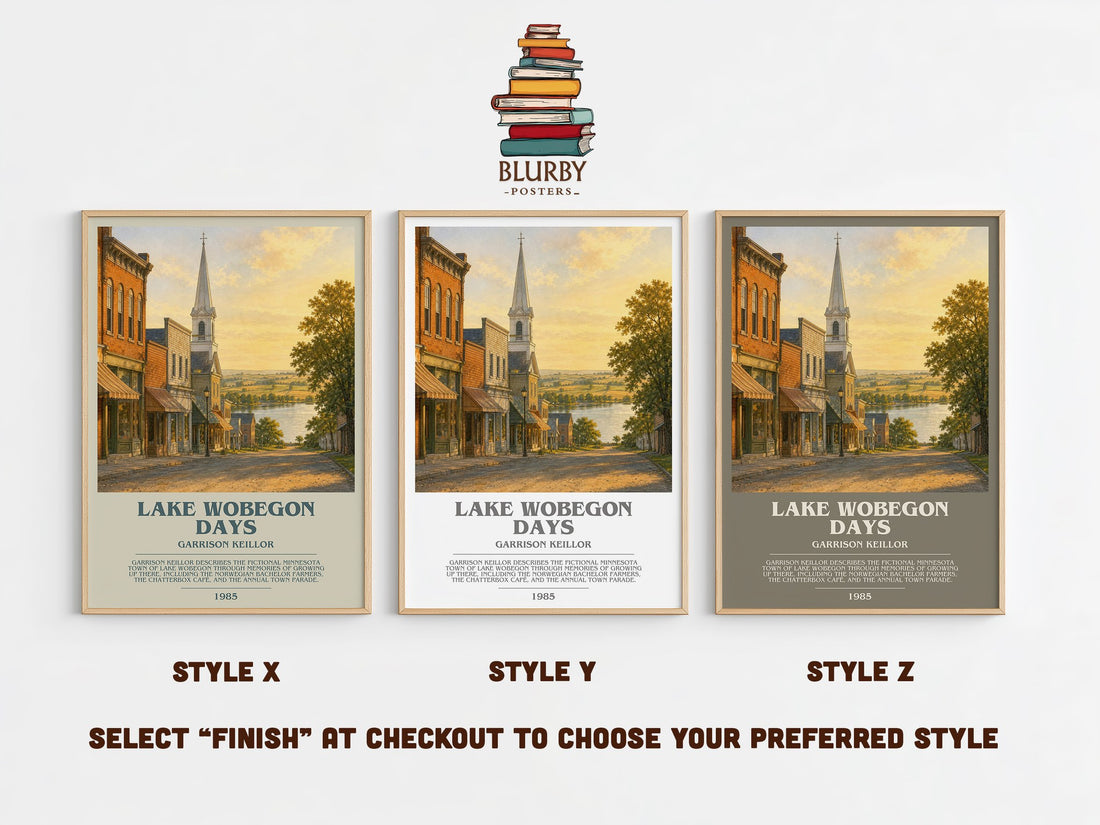 Lake Wobegon Days Bookish Wall Art by Garrison Keillor – Style X, Y and Z side by side – choose your finish