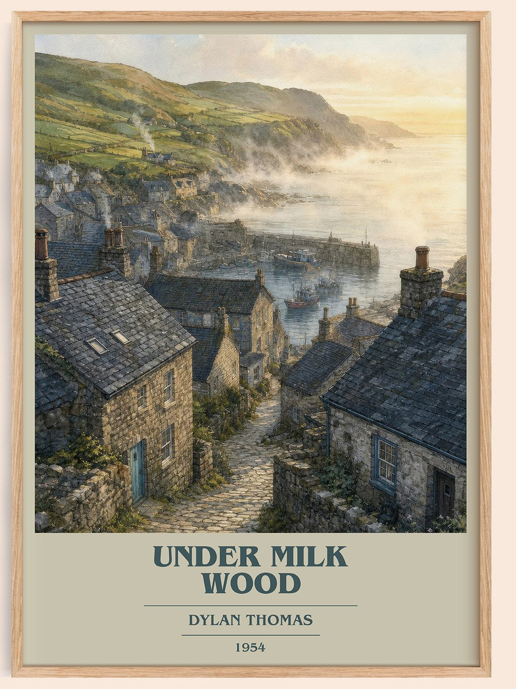 Under Milk Wood book cover book poster by Dylan Thomas – framed literary art print