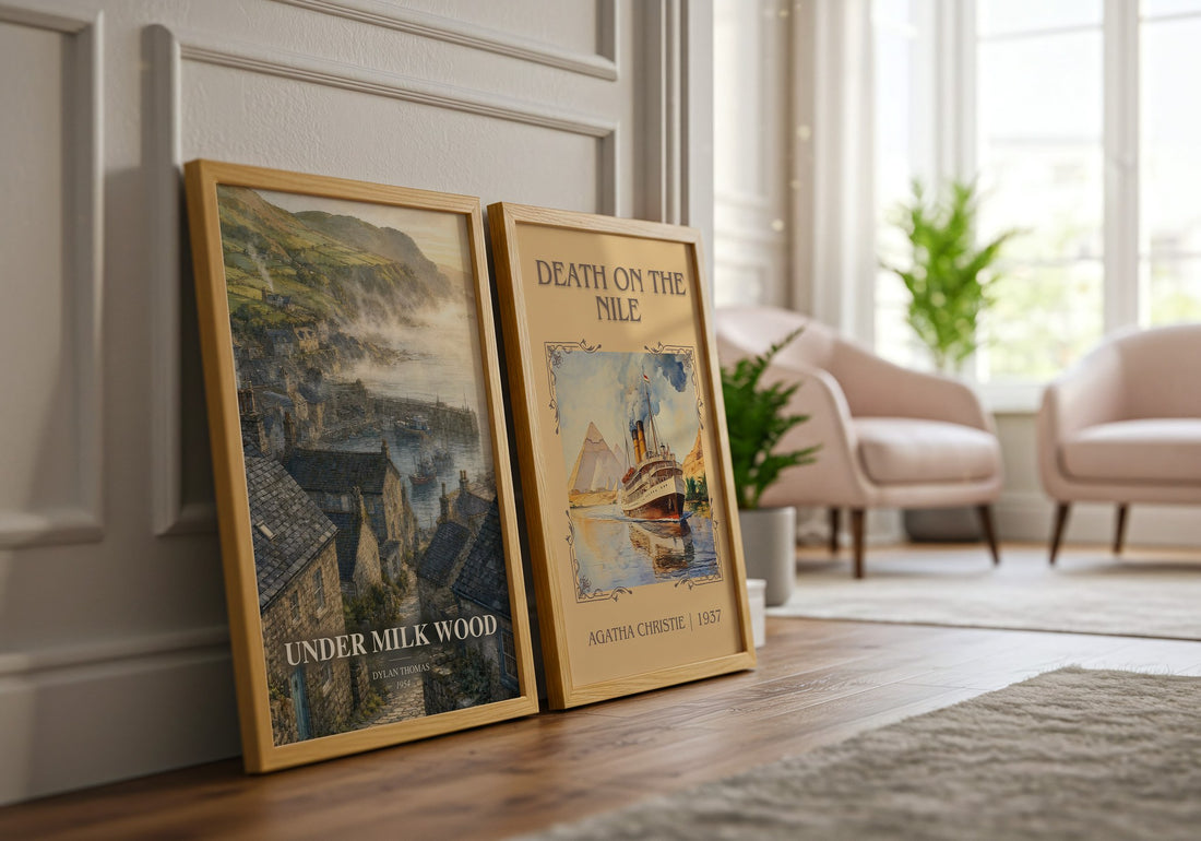 Under Milk Wood watercolour print framed by window – literary home decor