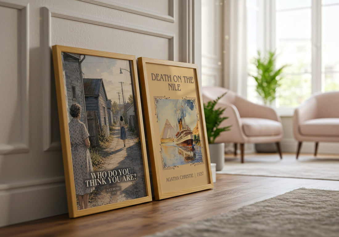 Who Do You Think You Are? watercolour print framed by window – literary home decor