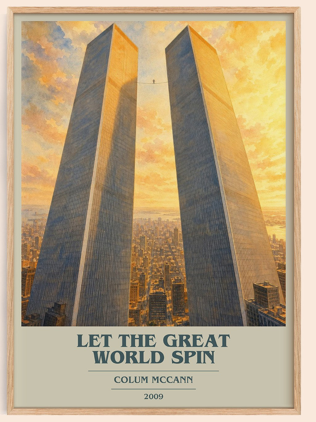 Let the Great World Spin book cover book poster by Colum McCann – framed literary art print