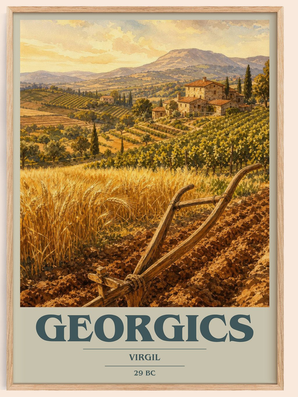 Georgics book cover book poster by Virgil – framed literary art print