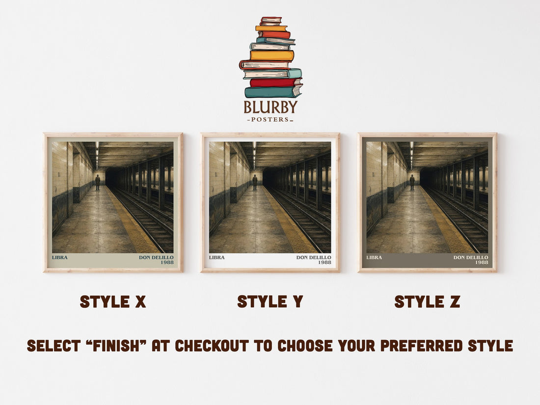 Libra literary print in frame leaning in hallway – literary fiction wall art (mockup)