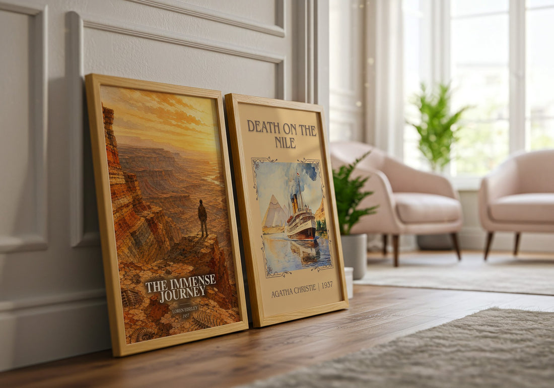 The Immense Journey watercolour print framed by window – literary home decor