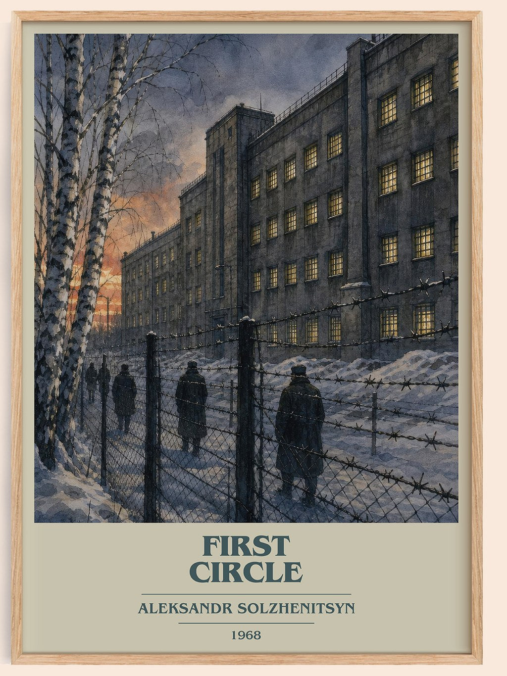First Circle book cover book poster by Aleksandr Solzhenitsyn – framed literary art print