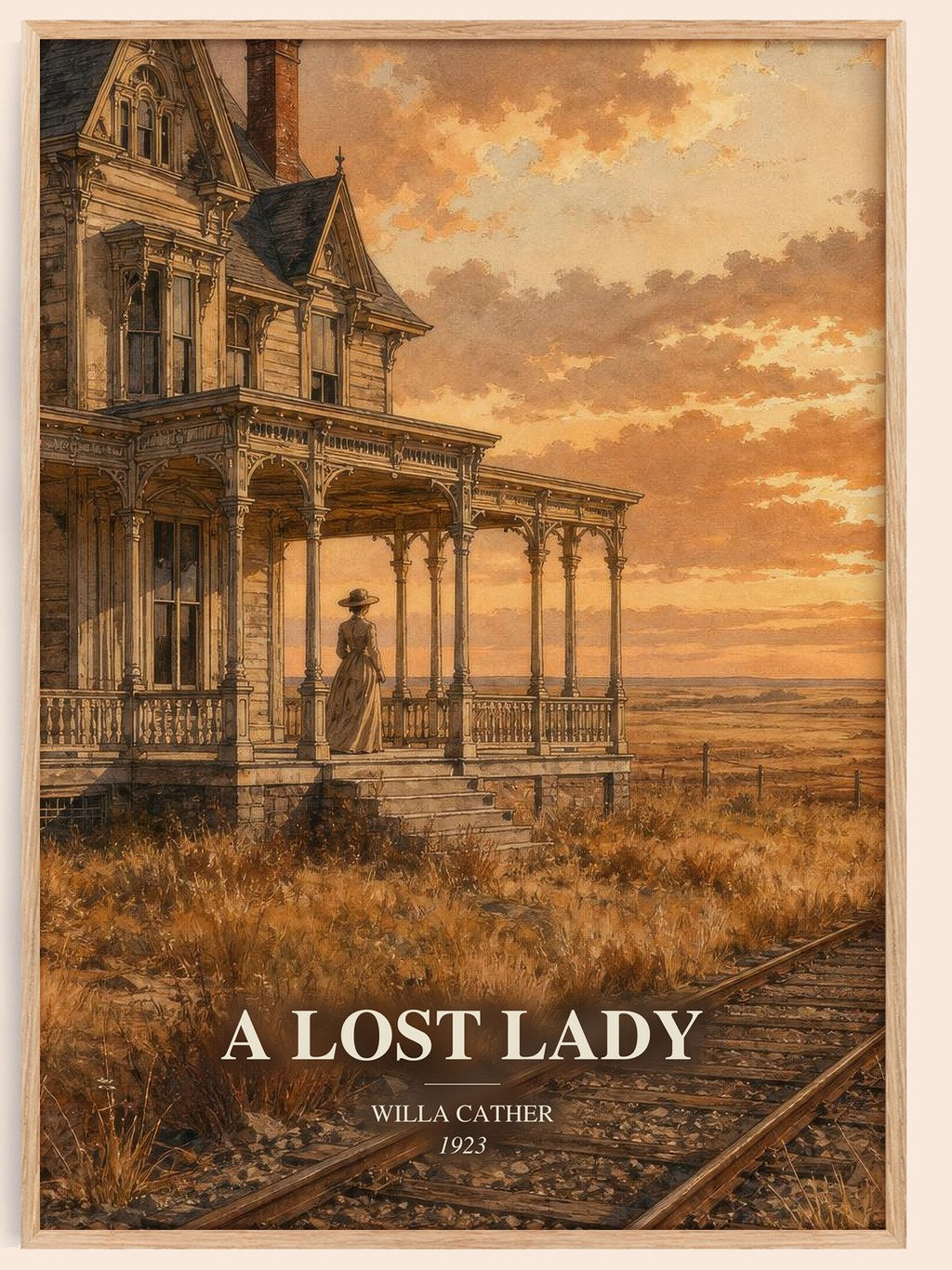 A Lost Lady watercolour book poster by Willa Cather – framed literary art print