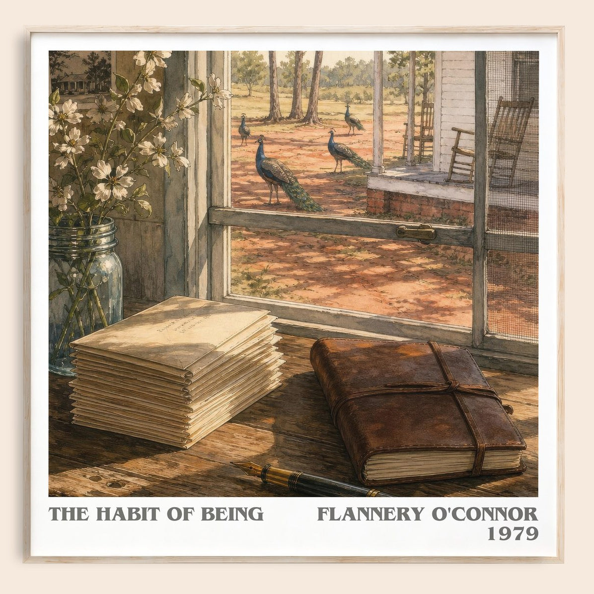 The Habit of Being literary book poster by Flannery O'Connor – framed literary art print