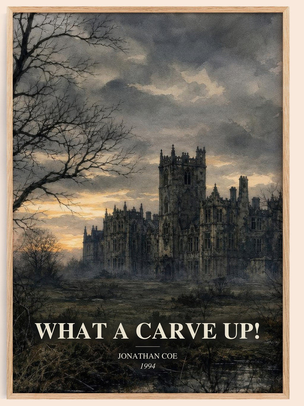 What a Carve Up! watercolour book poster by Jonathan Coe – framed literary art print