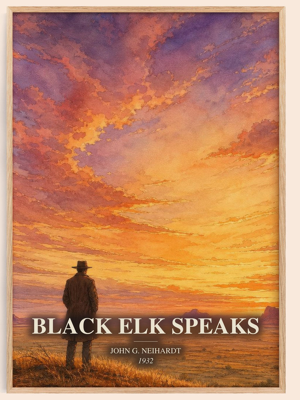 Black Elk Speaks watercolour book poster by John G. Neihardt – framed literary art print