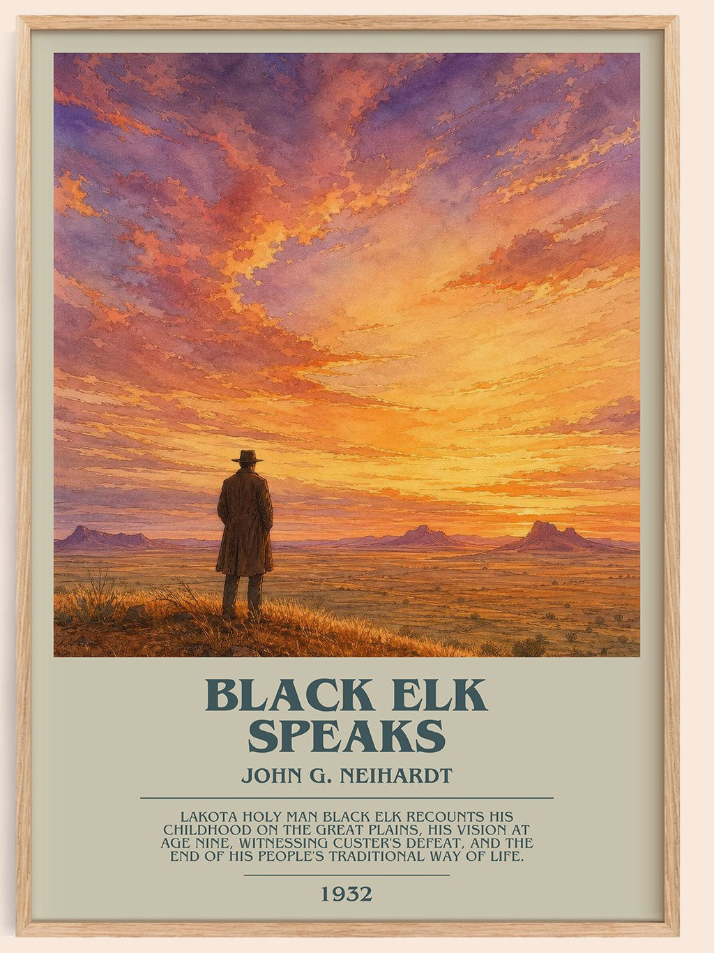 Black Elk Speaks Bookish Wall Art by John G. Neihardt – framed poster