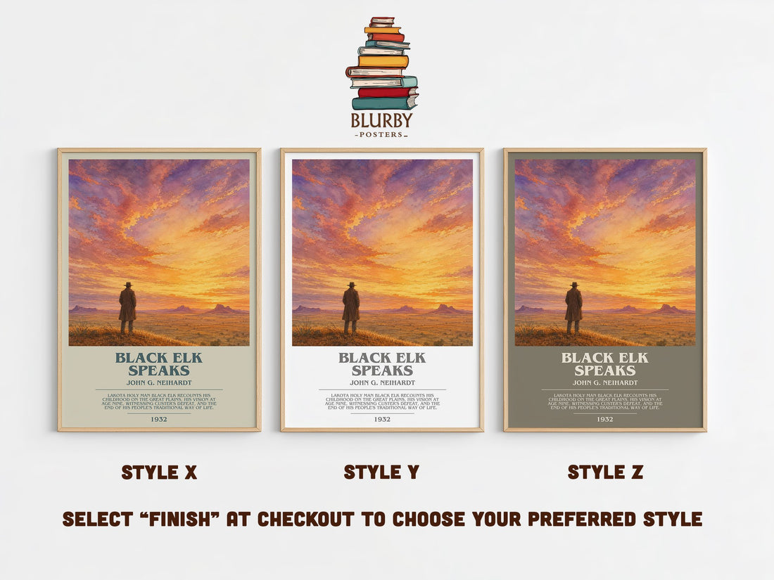 Black Elk Speaks Bookish Wall Art by John G. Neihardt – Style X, Y and Z side by side – choose your finish