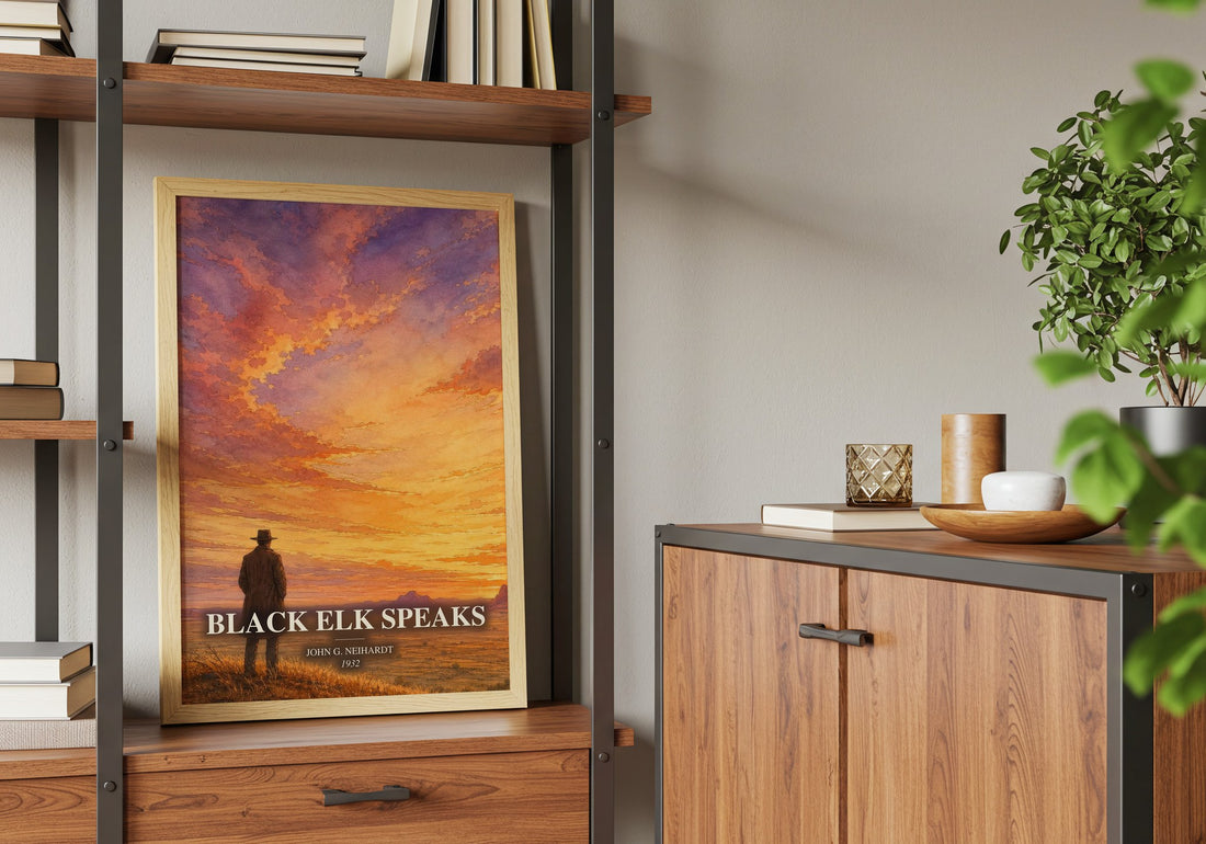 Black Elk Speaks book watercolour illustration paper finish options – matte satin gloss
