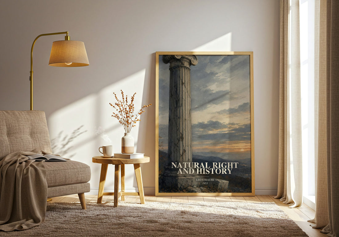 Natural Right and History watercolour print in frame leaning in hallway – philosophy wall art