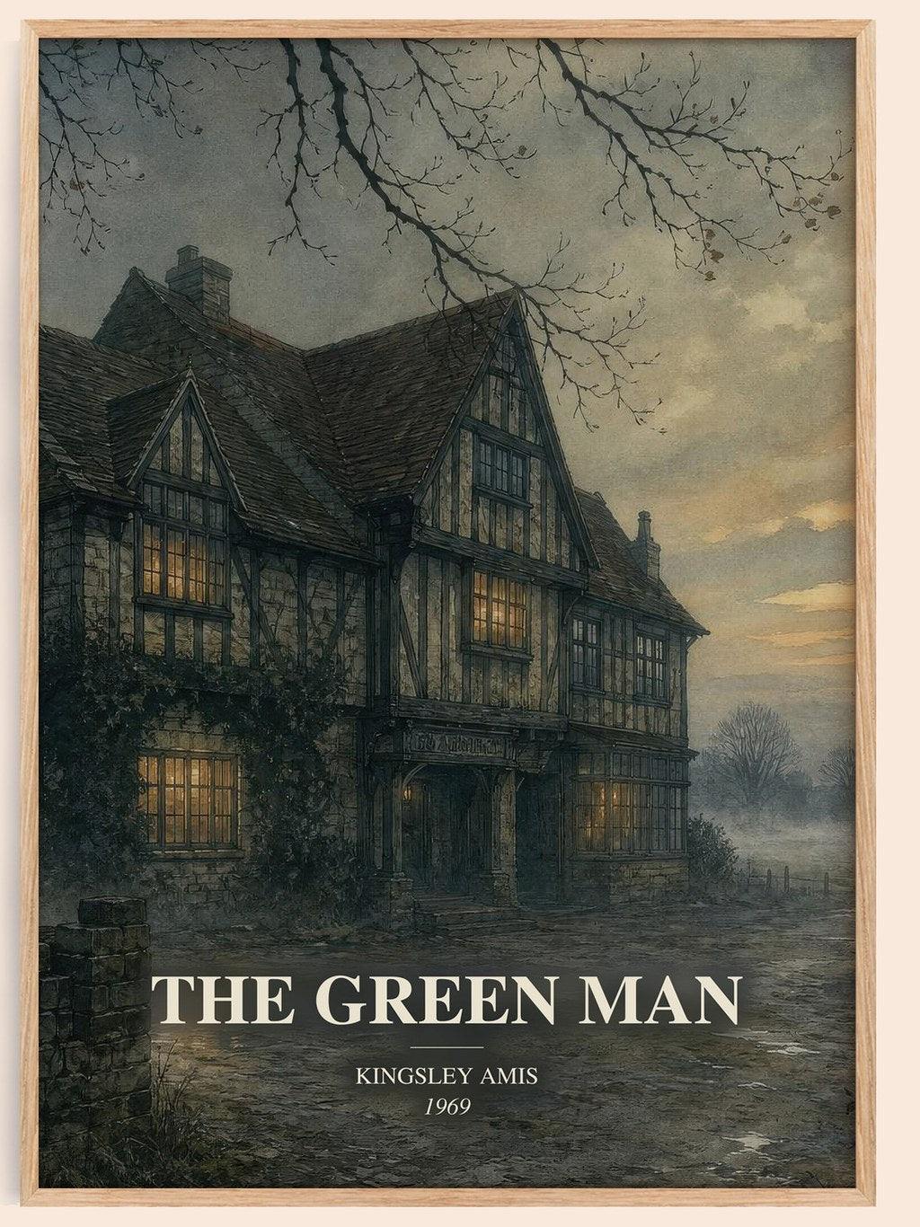 The Green Man watercolour book poster by Kingsley Amis – framed literary art print